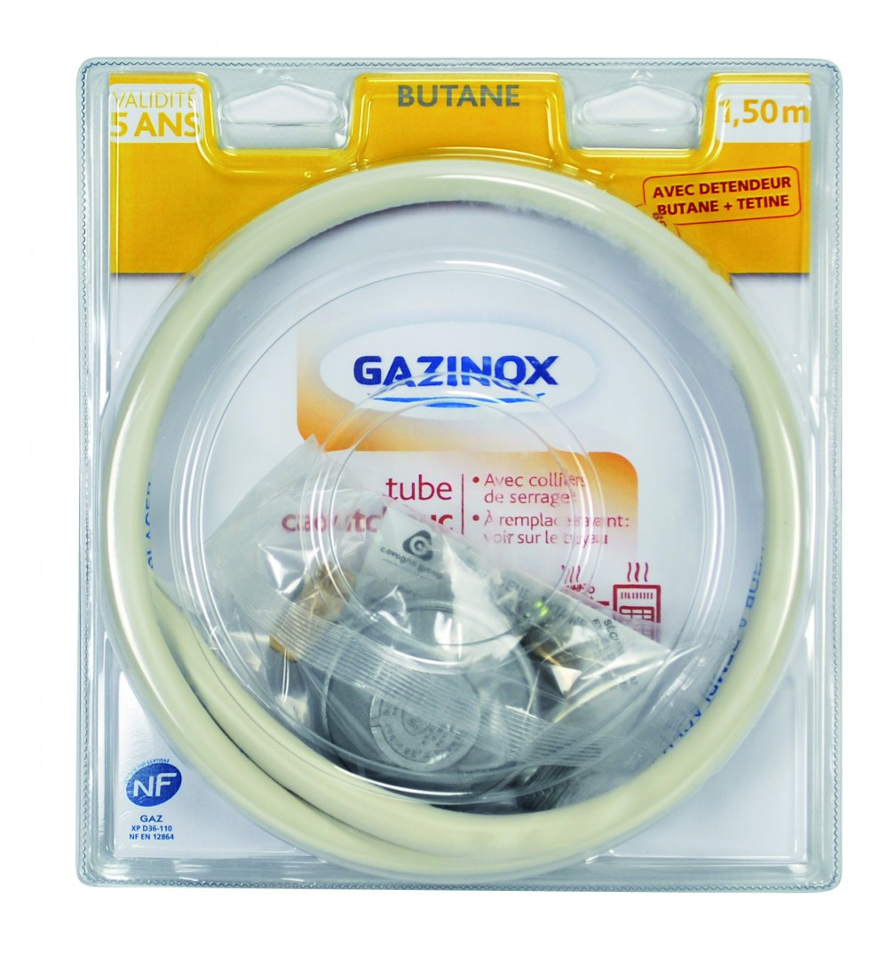 GAZINOX Tuyau Caoutchouc Gaz Butane Garantie 5 Ans H 17 Cm GAZINOX