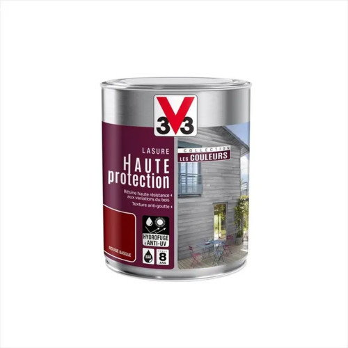 V33 Lasure haute protection les couleurs 8 ans rouge basque satiné