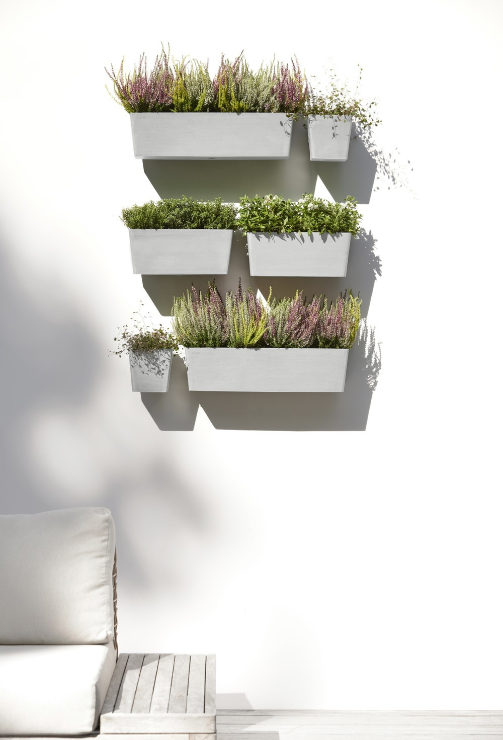 Ecopots Pot Suspension Mural Manhattan Wall M Blanc Gris X