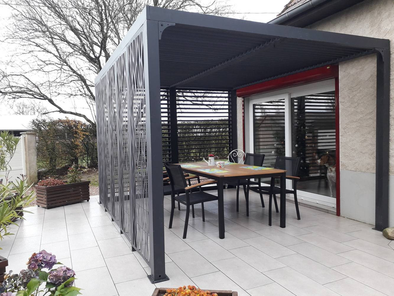 Habrita Pergola bioclimatique ALUMINIUM 10 80 m² panneaux mouchar