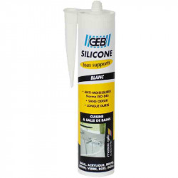 GEBTUB JOINT SILICONE TOUS SUPPORTS pour surfaces synthétiques et émaillées  tube 100 ml Blanc