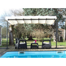 Pergola Marquise - 3,60 x 2,50 m - Finition époxy gris anthracite avec toile pivotante et extensible - HABRITA