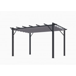 Pergola aluminium gris anthracite - 12 m² - Poteaux 10x10 cm - Toile polyester gris 280 gr/m² de marque HABRITA, référence: J5014100