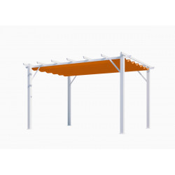 Pergola 100% aluminium couleur rouille 12 m2 - structure blanch perle de marque HABRITA, référence: J5014300