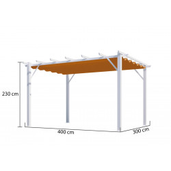 Pergola 100% aluminium couleur rouille 12 m2 - structure blanch perle - HABRITA