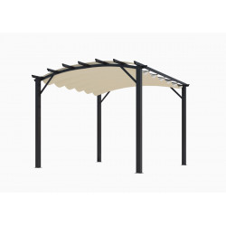 Pergola arche structure mixte aluminium/acier - coloris gris anthracite - toile couleur écru - 140 gr/m² de marque HABRITA, référence: J5015000