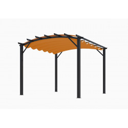 Pergola arche structure mixte aluminium/acier - coloris gris anthracite - toile couleur rouille - 140 gr/m² de marque HABRITA, référence: J5015100