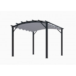 Pergola arche structure mixte aluminium/acier coloris gris anthracite - toile couleur gris 140 gr/m² de marque HABRITA, référence: J5015200