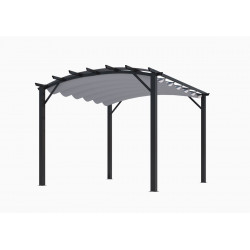 Pergola arche structure mixte aluminium/acier coloris gris anthracite - toile couleur gris 280 gr/m² de marque HABRITA, référence: J5015300