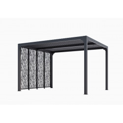 Pergola Bioclimatique Aluminium Gris Anthracite avec 4 Panneaux Moucharabieh – 10,80 m² – Lames Orientables Manuelles de marque HABRITA, référence: J5016000