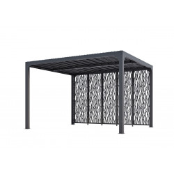 Pergola Bioclimatique Aluminium Gris Anthracite avec 5 Panneaux Moucharabieh – 10,80 m² – Lames Orientables Manuelles de marque HABRITA, référence: J5016100