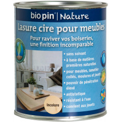 Lasure cire naturelle pour meubles 0,75 L - Incolore de marque Biopin Nature, référence: B5244100