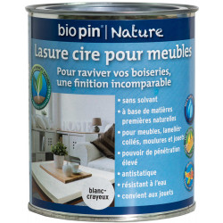 Lasure cire naturelle pour meubles 0,75 L - Blanc-crayeux de marque Biopin Nature, référence: B5244300
