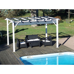 Pergola 100% aluminium couleur grise 12 m2 - structure blanch perle - HABRITA