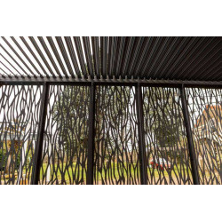 Pergola Bioclimatique Aluminium XXL – Gris Anthracite – 5 Panneaux Moucharabieh – 21,52 m² - HABRITA