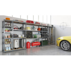 CENTRALE BRICO Concept rangement de garage MODULÖ STORAGE SYSTEME EXTENSION  4 étagères 21 plateaux longueur 300 cm pas cher 