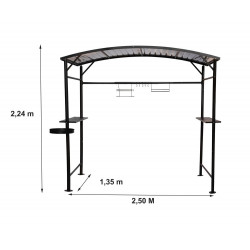 Carport barbecue finition époxy gris anthracite - Toit en acier - Pieds réglables - Accessoires barbecue inclus - HABRITA