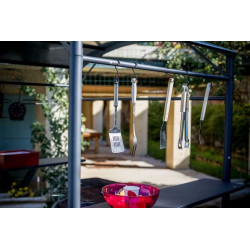 Carport barbecue finition époxy gris anthracite - Toit en acier - Pieds réglables - Accessoires barbecue inclus - HABRITA