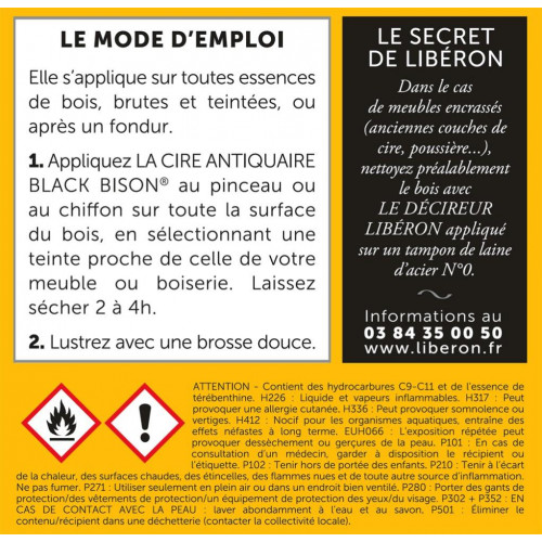 Cire En Pâte Meuble Et Objets Antiquaire Black Bison® Liberon, Chêne Moyen  0.5 L