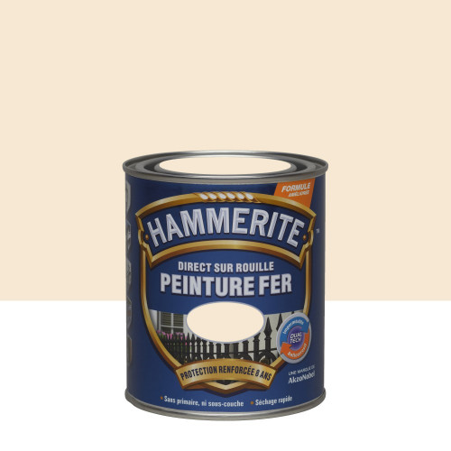 Peinture fer extérieur Direct sur rouille HAMMERITE blanc cassé brillant 0.75 l - HAMMERITE