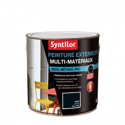 Peinture multimatériau extérieur SYNTILOR noir satiné 2 l - SYNTILOR