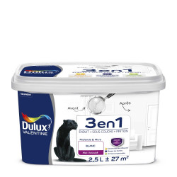 Peinture mur / plafond 3en1 blanc velouté 2,5 L - DULUX VALENTINE - DULUX VALENTINE