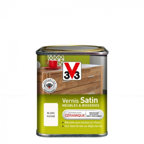 Vernis meuble et objet V33, blanc patine satiné, 0.25l - V33