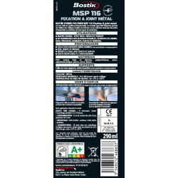 Colle mastic Hybrid polymer msp 116 BOSTIK, 290ml - Bostik