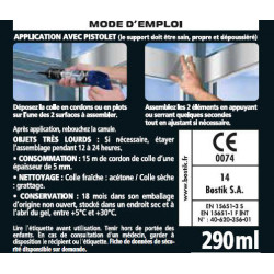 Colle mastic Hybrid polymer msp 116 BOSTIK, 290ml - Bostik