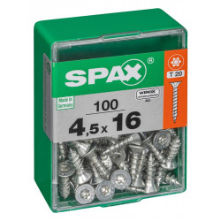 Lot de 100 vis acier tête autofraisée plate SPAX, Diam.4.5 mm x L.16 mm de marque SPAX, référence: B6185600