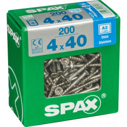 Lot de 200 vis inox tête fraisée torx SPAX, Diam.4 mm x L.40 mm de marque SPAX, référence: B6208200
