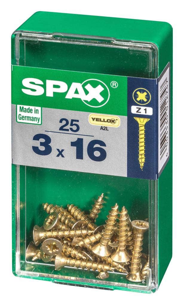 Spax Lot De 25 Vis Acier Tête Fraisée Pozidriv Spax Diam 3 Mm X L