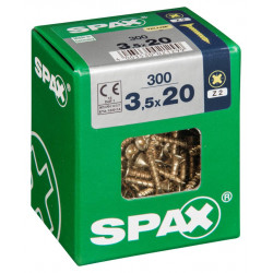 Lot de 300 vis acier tête fraisée pozidriv SPAX, Diam.3.5 mm x L.20 mm de marque SPAX, référence: B6215400