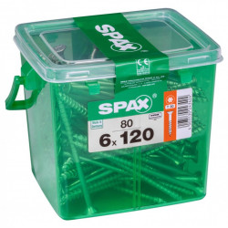 Lot de 80 vis acier tête plate SPAX, Diam.6 mm x L.120 mm de marque SPAX, référence: B6231100