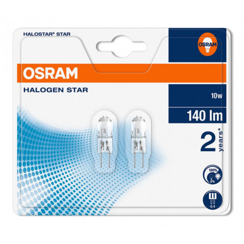 Lot de 2 ampoules bulbes halogènes 10W  140Lm équiv. 10W G4 3000K OSRAM - OSRAM