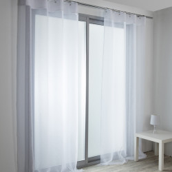 Voilage tamisant, Cleo blanc-blanc n°1 l.140 x H.250 cm - Centrale Brico