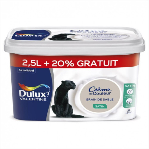 Peinture mur, Crème de couleur grain de sable satiné 3 L - DULUX VALENTINE - DULUX VALENTINE