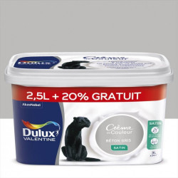 Peinture mur, boiserie, Crème de couleur béton gris satiné 3 L - DULUX VALENTINE - DULUX VALENTINE