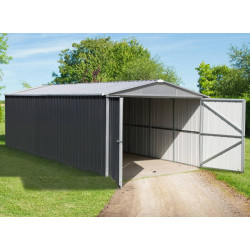 Garage de jardin en métal 15 m² gris anthracite - Trigano 1017A