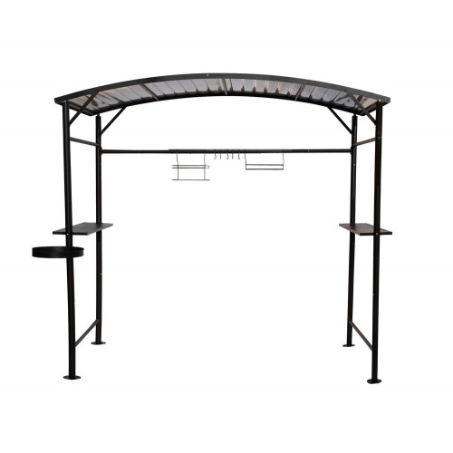 Carport barbecue finition époxy gris anthracite - Toit en acier - Pieds réglables - Accessoires barbecue inclus - HABRITA