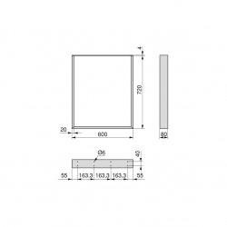 Jeu de pieds rectangulaires Square pour table, H 720 x 600 mm, Peint en blanc - EMUCA