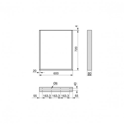 Jeu de pieds rectangulaires Square pour table, H 720 x 600 mm, Peint en blanc - EMUCA