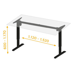 Table motorisée à hauteur réglable, Peint en blanc - EMUCA