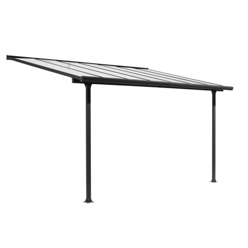 Toit terrasse aluminium gris anthracite avec rideau d'ombrage extensible - HABRITA