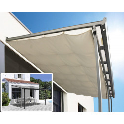 Toit terrasse aluminium gris anthracite avec rideau d'ombrage extensible - HABRITA