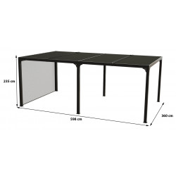 Pergola Bioclimatique Aluminium XXL avec Rideau Manuel – Gris Anthracite – 21,52 m² - HABRITA