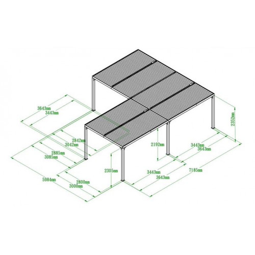 Pergola bioclimatique XXL 32,63 m² en aluminium – Forme en L – Gris anthracite - HABRITA