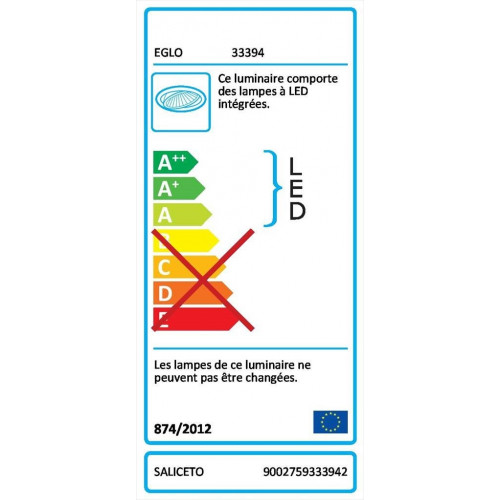 Kit 1 Spot À Encastrer Orientable Saliceto Led Intégrée, 4000K Carré Noir - Eglo