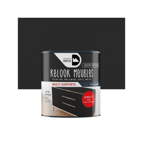 Peinture Pour Meuble Relook Maison Deco Noir  Satiné 0.5 L - MAISON DECO