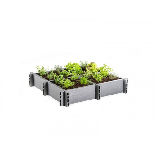 Carré potager ECOLAT gris L.120 x l.120 x H.22 cm - ECOLAT